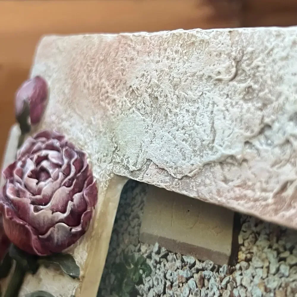 3D Resin Rose Photo Frame Easel Back Floral Cottagecore Romantic Table Decor